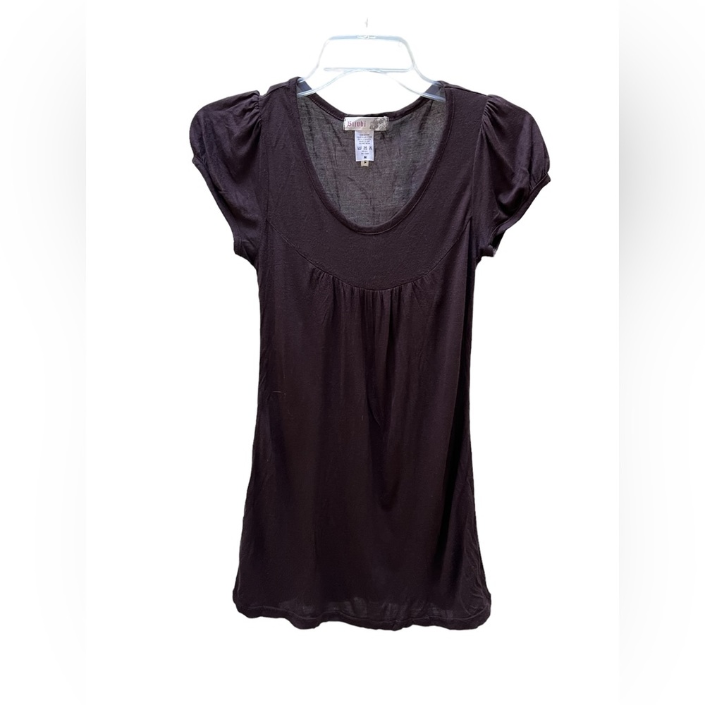Cute Bijubi Brown Rayon Cap Sleeve Top Medium